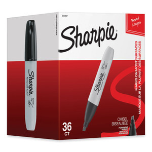 Sharpie Chisel Tip Permanent Marker, Broad Chisel Tip, Black, 36/Pack (SAN2083007) View Product Image