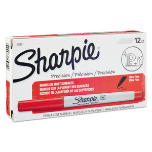 Sharpie Ultra Fine Tip Permanent Marker, Extra-Fine Needle Tip, Red, Dozen (SAN37002) View Product Image