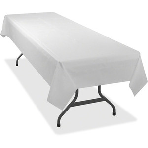 Tablemate Heavy-duty Plastic Table Covers - 108" Length x 54" Width - Plastic - White