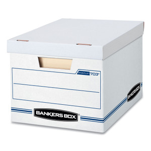 Bankers Box STOR/FILE Basic-Duty Storage Boxes, Letter/Legal Files, 12.5" x 16.25" x 10.5", White/Blue, 12/Carton