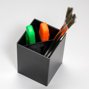 Officemate 3-Compartment Pencil Cup - 4" Height x 2.9" Width x 2.9" Depth - Black