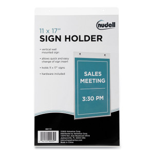 NuDell Clear Plastic Vertical-Orientation Wall Sign Holder with Mounting Screws, Quick-Change Insert System, 11 x 17 Insert