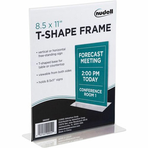 Golite nu-dell Freestanding T-shaped Sign Holder - 8.5" Width x 11" Height - Rectangular Shape - Double Sided - Self-standing - Photo, Signage, Notice