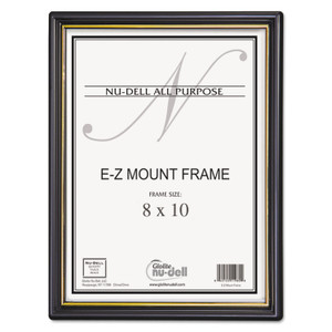 NuDell EZ Mount Document Frame with Trim Accent and Plastic Face, Plastic, 8 x 10, Black/Gold (NUD11800) View Product Image