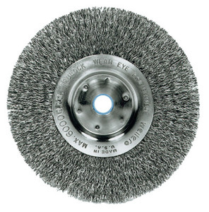 Weiler Narrow Face Crimped Wire Wheel  6 In D X 3/4 In W  .014 In Steel Wire  6 000 Rpm (804-01075)