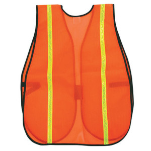 Mcr Safety Safety Vests  One Size Fits Most  Orange W/Lime Stripe (611-V211R)
