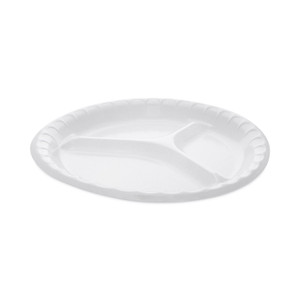 Pactiv Evergreen Placesetter Deluxe Laminated Foam Dinnerware, 3-Compartment Plate, 10.25" dia, White, 540/Carton (PCT0TK10044000Y) View Product Image