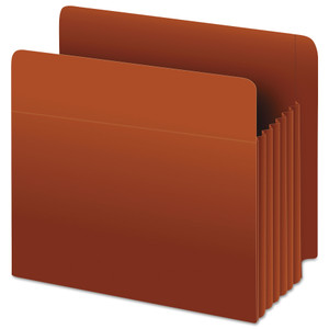 Pendaflex Heavy-Duty End Tab File Pockets, 5.25" Expansion, Letter Size, Red Fiber, 10/Box