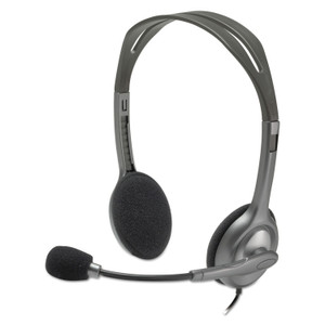 Logitech H111 Binaural Over The Head Headset, Black/Silver