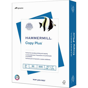 Hammermill Copy Plus Paper - White - 92 Brightness - Letter - 8 1/2" x 11" - 20 lb Basis Weight - (HAM105007)