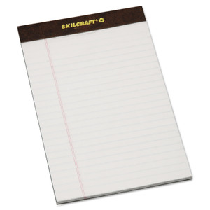 AbilityOne 7530013723107 SKILCRAFT Legal Pads, Wide/Legal Rule, Brown Leatherette Headband, 50 White 5 x 8 Sheets, Dozen (NSN3723107) View Product Image