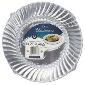 WNA Classicware Plastic Dinnerware Plates, 10.25" dia, Clear, 12/Pack (WNARSCW101212PK) View Product Image