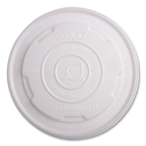 Eco-Products World Art PLA-Laminated Soup Container Lids, For 12 oz to 32 oz Containers, White, Plastic, 50/Pack, 10 Packs/Carton