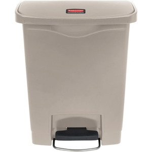Rubbermaid Commercial 8G Slim Jim Front Step Container - Step-on Opening - 8 gal Capacity - Rectangular - Manual - Durable, Foot Pedal, Easy to Clean, Hinged, Fire-Safe, Chemical Resistant