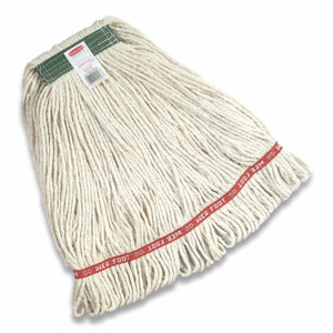 Rubbermaid Commercial Super Stitch Cotton Looped End Wet Mop Head, 20 oz Capacity, Medium, White, 1" White Headband Rubbermaid Commercial Super Stitch Cotton Looped End Wet Mop Head, 20 oz Capacity, Medium, White, 1" White Headband