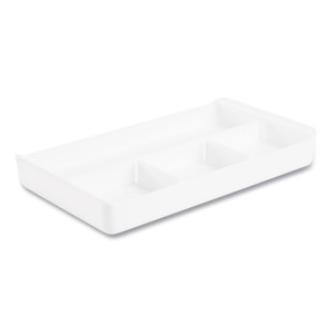 Poppin The Get-It-Together Drawer Organizer, Four Compartments, 13.5 x 7.75 x 2, Polystyrene Plastic, White View Product Image