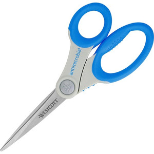 Westcott 8" Antimicrobial Scissors - 8" Overall Length - Straight-left/right - Stainless Steel - Pointed Tip - Blue