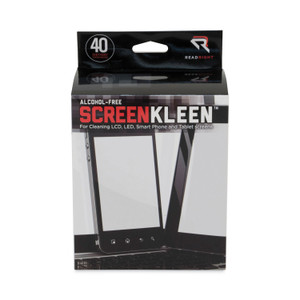 Read Right ScreenKleen Alcohol-Free Wet Wipes, Cloth, 5 x 5, Unscented, 40/Box