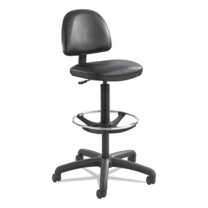 Safco Precision Extended-Height Swivel Stool, Adjustable Footring, Supports 250 lb, 23" to 33" Seat Height, Black Vinyl, Black Base (SAF3406BL) View Product Image