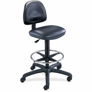 Safco Precision Extended Height Drafting Chair - Vinyl Black Seat Color - Vinyl Seat Material - Black Frame Color - 5-star Base - Black