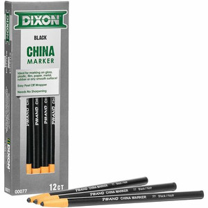 Dixon Industrial Phano Nontoxic China Markers - Black Lead - Black Barrel - (DIX00077)