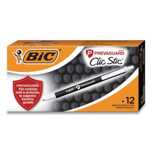 BIC PrevaGuard Ballpoint Pen, Retractable, Medium 1 mm, Black Ink, Black Barrel (BICCSA11BK) View Product Image
