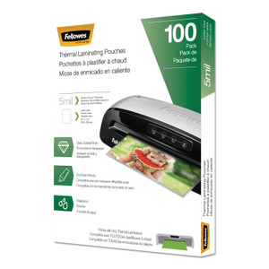Fellowes Laminating Pouches, 5 mil, 9" x 11.5", Gloss Clear, 100/Pack (FEL5743501) View Product Image
