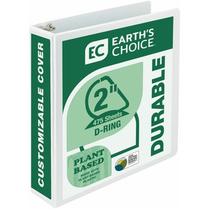 Samsill Earth's Choice Plant-based Durable View Binder - 2" Binder Capacity - Letter - 8 1/2" x 11" Sheet Size - 475 Sheet Capacity - Fastener(s): D-Ring