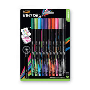 BIC Intensity Porous Point Pen, Stick, Extra-Fine 0.4 mm, Assorted Ink and Barrel Colors, 10/Pack