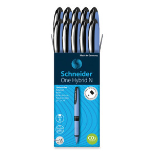 Schneider One Hybrid N Roller Ball Pen, Stick, Fine 0.5 mm, Black Ink, Blue Barrel, 10/Box (RED183501) View Product Image