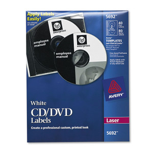 Avery Laser CD Labels, Matte White, 40/Pack (AVE5692) View Product Image