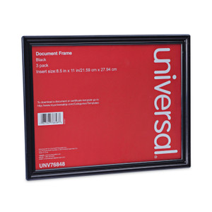 Universal All Purpose Document Frame, 8.5 x 11 Insert, Black, 3/Pack (UNV76848) View Product Image