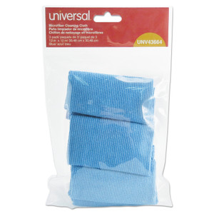 Universal Microfiber Cleaning Cloth, 12 x 12, Blue, 3/Pack