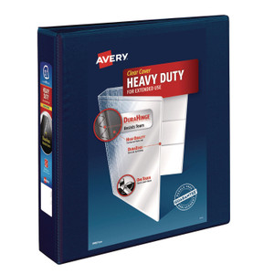 Avery Heavy-Duty View Binder with DuraHinge and One Touch EZD Rings, 3 Rings, 1.5" Capacity, 11 x 8.5, Navy Blue