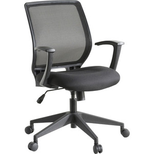 Lorell Executive Mid-back Work Chair - Black Seat Color - 5-star Base - Black