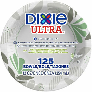 Dixie Ultra Pathways 12 oz Heavyweight Paper Bowls by GP Pro - Pathways - Disposable - Microwave Safe - White - Paper Body