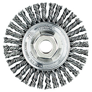 Weiler Roughneck Stringer Bead Wheel  6 In D X 1/2 W  24 Knots  .023 Wire  12 500 Rpm (804-08776) View Product Image