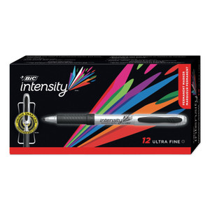 BIC Intensity Ultra Fine Tip Permanent Marker, Ultra-Fine Needle Tip, Tuxedo Black, Dozen