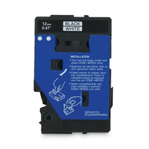 Brother P-Touch TC Tape Cartridges for P-Touch Labelers, 0.5" x 25.2 ft, Black on White, 2/Pack