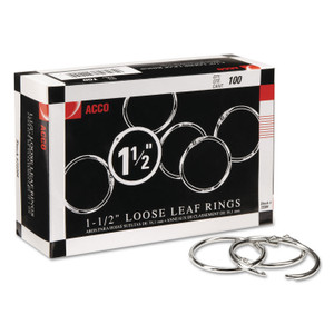 ACCO Metal Book Rings, 1.5" Diameter, 100/Box (ACC72204) View Product Image