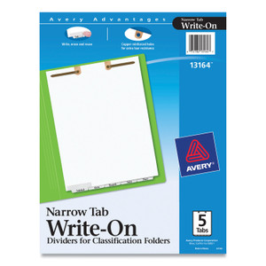 Avery Write and Erase Tab Dividers for Classification Folders, Narrow Bottom Tab, 5-Tab, 11 x 8.5, 1 Set (AVE13164) View Product Image