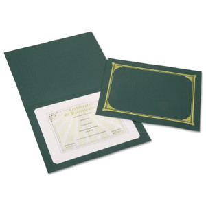 AbilityOne 7510016272961 SKILCRAFT Gold Foil Document Cover, 12.5 x 9.75, Green, 6/Pack (NSN6272961) View Product Image