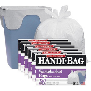 Berry Handi-Bag Wastebasket Bags - Small Size - 8 gal Capacity - 24" Length x 21.50" Width x 0.60 mil (15 Micron) Thickness - White - Hexene Resin - (WBIHAB6FW130CT)