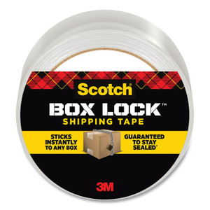 Scotch Box Lock Shipping Packaging Tape, 3" Core, 1.88" x 54.6 yds, Clear
