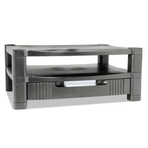 Kantek Two-Level Monitor Stand, 17" x 13.25" x 3.5" to 7", Black, Supports 50 lbs