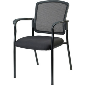 Lorell Mesh Back Stackable Guest Chair - Black Seat Color - Fabric Seat Material - Black Frame Color - Steel Frame Material - Black