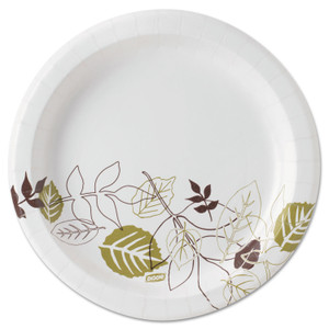 Dixie Pathways Soak-Proof Shield Mediumweight Paper Plates, 8.5" dia, Green/Burgundy, 1,000/Carton (DXEUX9PATH) View Product Image