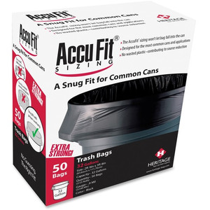 Heritage Accufit Reprime 32 Gallon Can Liners - 32 gal Capacity - 44" Length x 33" Width x 0.90 mil (23 Micron) Thickness - Low Density - Black - Linear Low-Density Polyethylene (LLDPE) - (HERH6644TKRC1CT)
