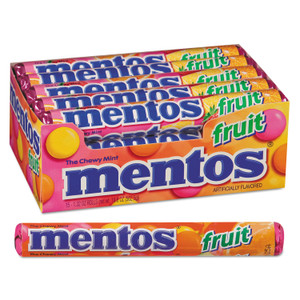 Mentos Chewy Mints, 1.32 oz, Mixed Fruit, 15 Rolls/Box (MEN4181) View Product Image