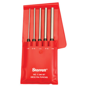 L.S. Starrett Drive Pin Punch Sets, 5 Piece, Round, English, Plastic Case View Product Image